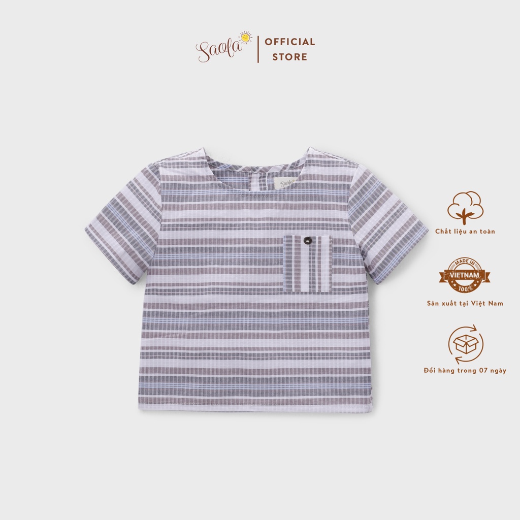 Áo Sơ Mi Bé Trai Cổ Tròn Tay Ngắn Phong Cách Hàn Quốc - NEIL SHIRT - TOC007 - SAOLA KIDS CLOTHING