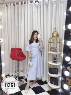 Bigsize Đầm caro dây rút D361