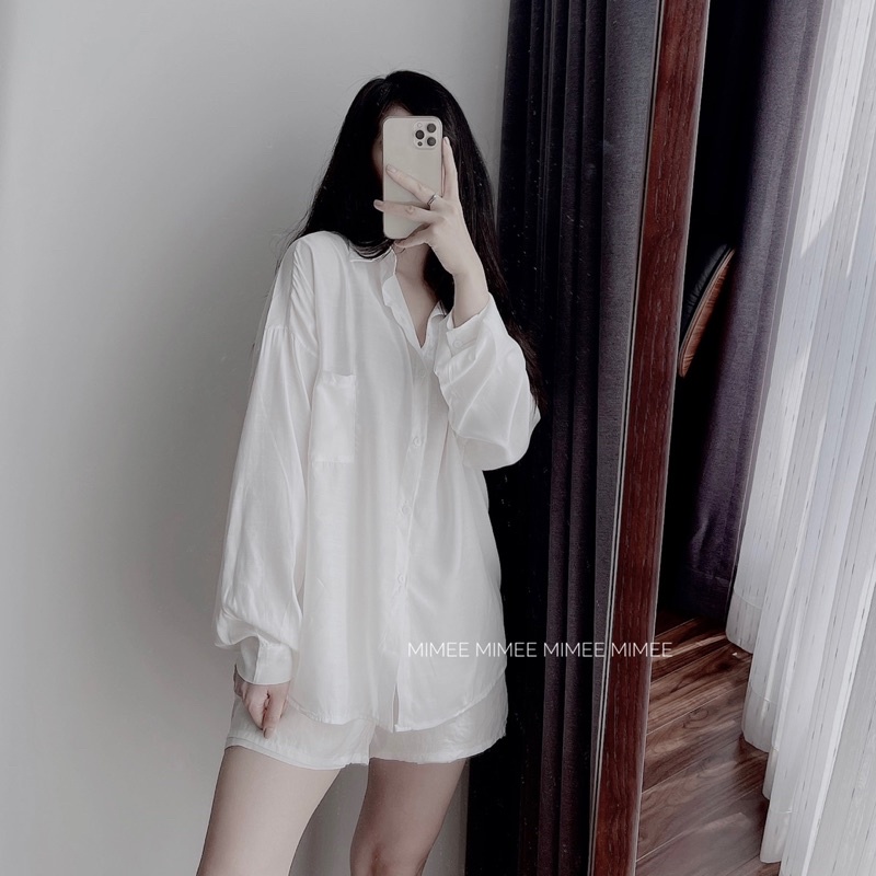 Áo somi trắng oversize form rộng chất mát | BigBuy360 - bigbuy360.vn