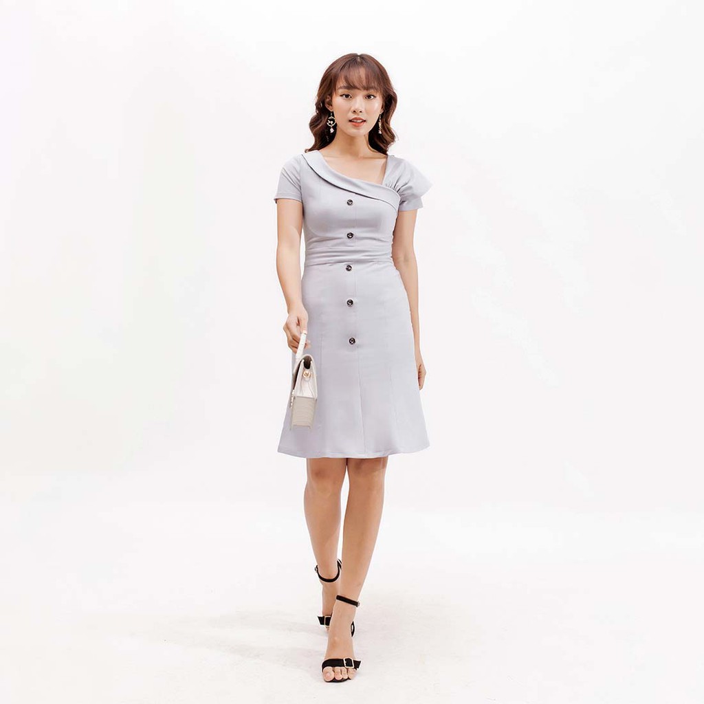 Đầm công sở nữ thời trang Eden dáng ôm body tay ngắn cách điệu tôn dáng sang trọng lịch sự - D393