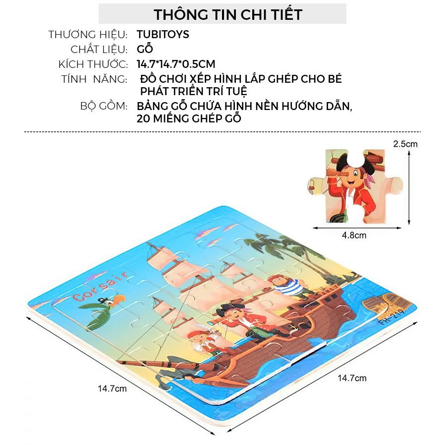 COMBO 10 TRANH XẾP HÌNH GỖ PUZZLE 20 MIẾNG CHO BÉ LOẠI ĐẸP ETOYS