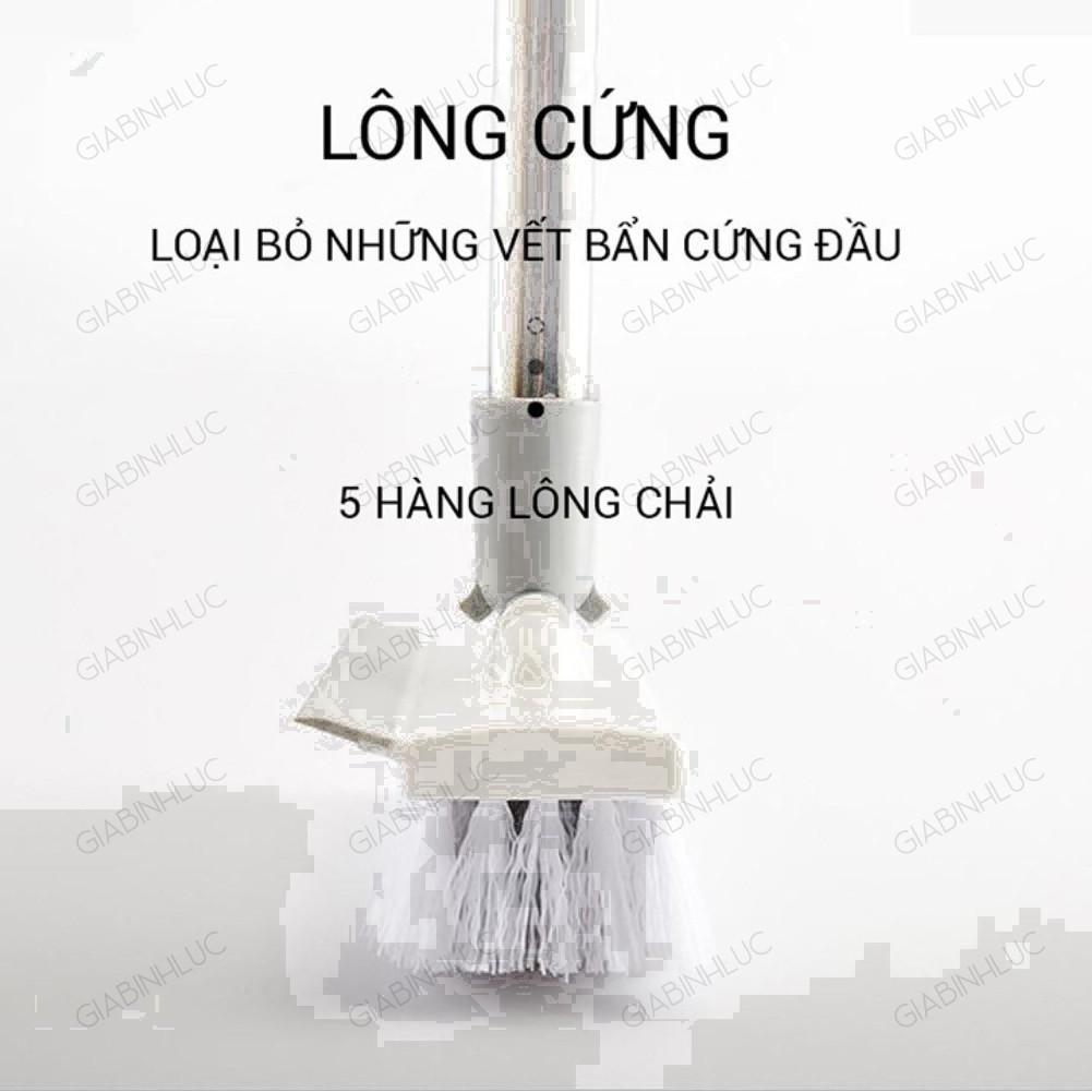 [Hàng Loại 1] Cây chổi lau quét chà gạt nước sàn nhà thông minh phòng tắm 2 đầu đa năng cán inox 3 mức chiều dài