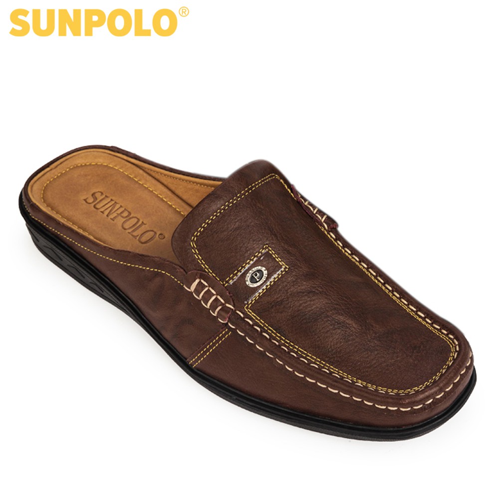 Giày sục sapo nam da bò cao cấp SUNPOLO - Nâu SPO004 | BigBuy360 - bigbuy360.vn