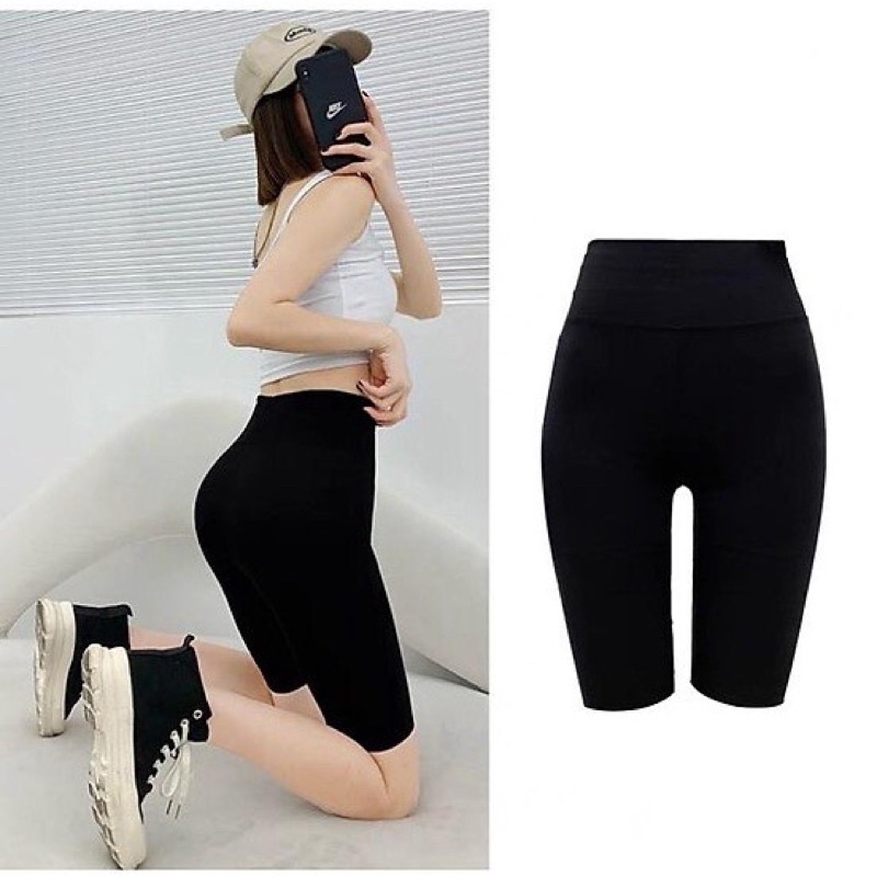 Quần legging ngố, quần legging đùi nữ vải thun cotton co giãn thoải mái năng động -  Q07