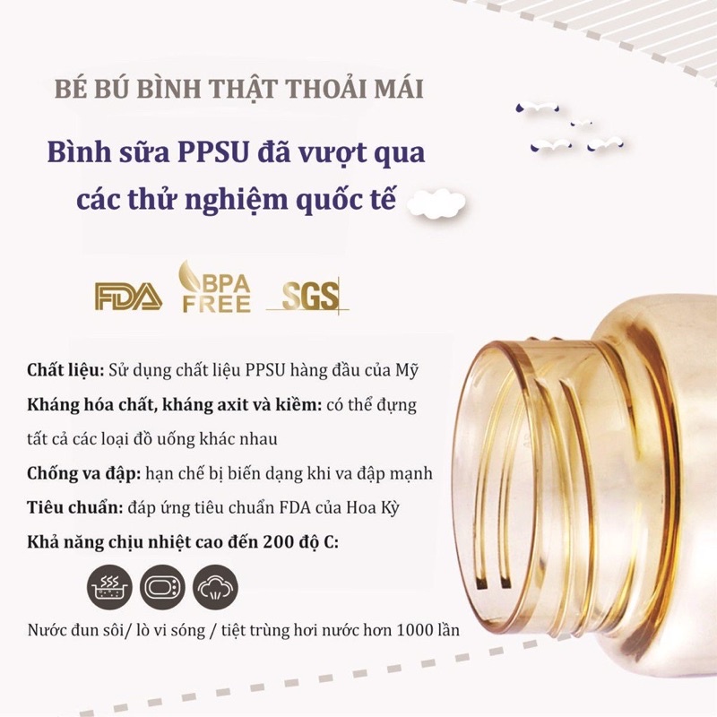 Bình sữa cổ rộng PPSU phiên bản đặc biệt 260ml KU.KU Duckbill KU5874/ KU5875