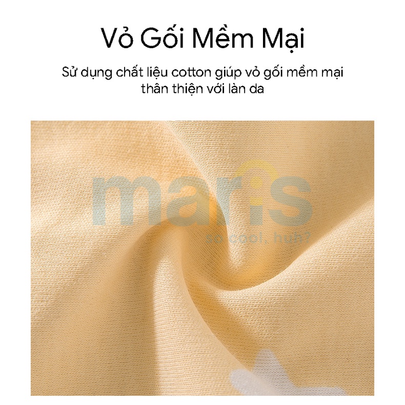 Gối Cao Su Non Cho Bé MARIS Mr - 704 Vỏ Gối Cotton Mát Mẻ Size 50 x 28 x 4.5Cm, Gối Ngủ Cho Bé