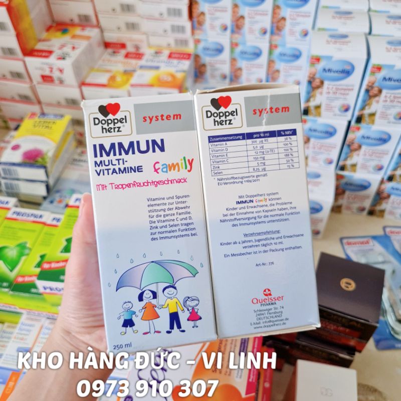 (Bill ảnh sau) Siro Tăng Cường Đề Kháng Doppelherz System Immun Family, 250 ml