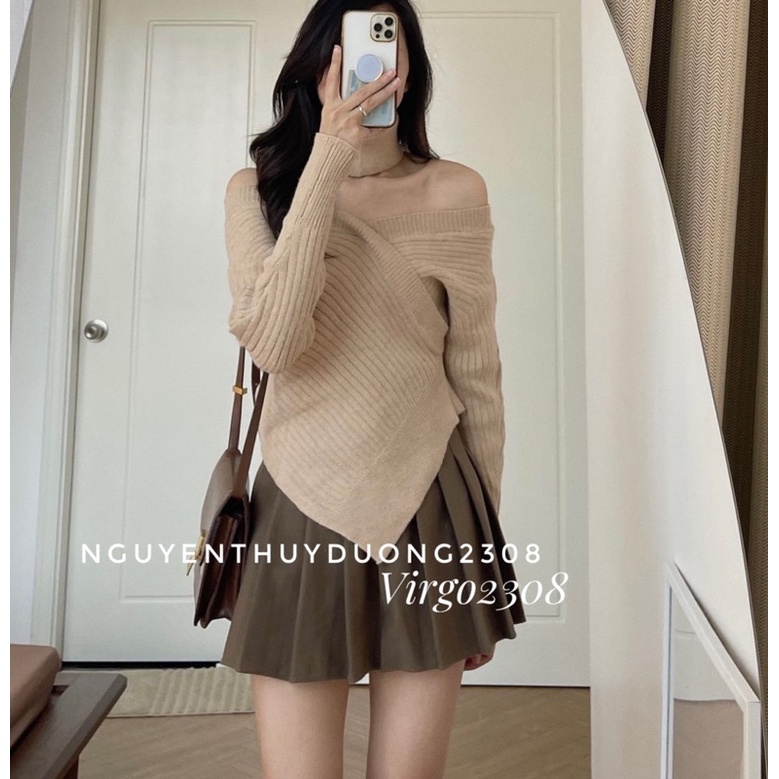 [HÀNG SẴN]ÁO LEN VẠT CHÉO KÈM CHOCKER LEN SIÊU XINH HÀNG QUẢNG CHÂU | BigBuy360 - bigbuy360.vn