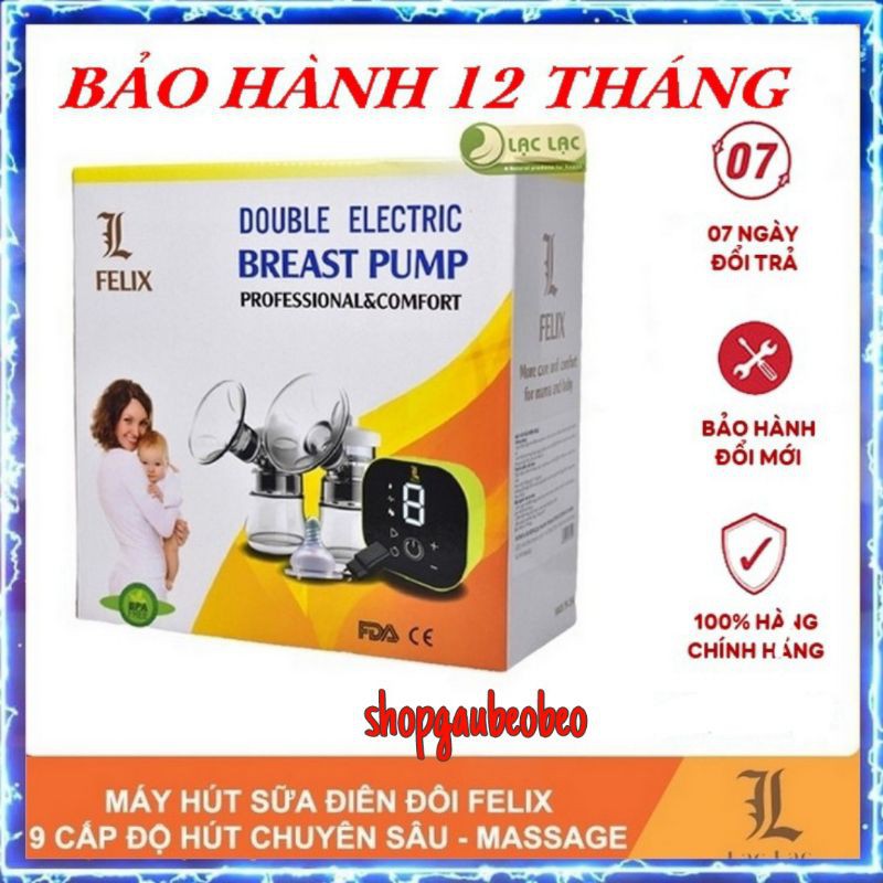 Máy hút sữa điện đôi Felix có massage, hút êm, nhỏ gọn, 9 cấp độ