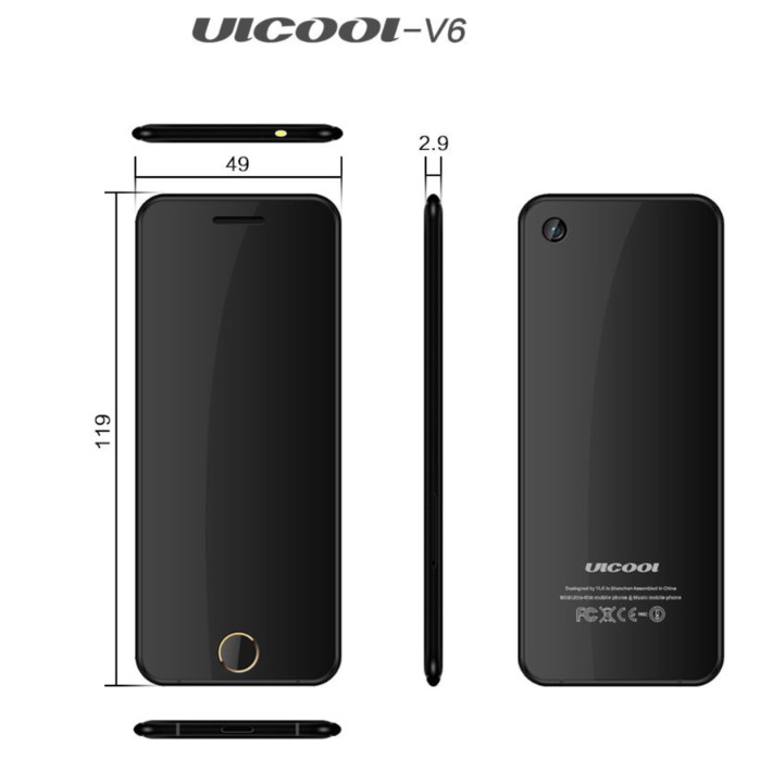 Điện thoại mini siêu mỏng 2 sim UICOOL V6 tràn viền