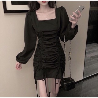 [Oder] Đầm cổ vuông tay dài