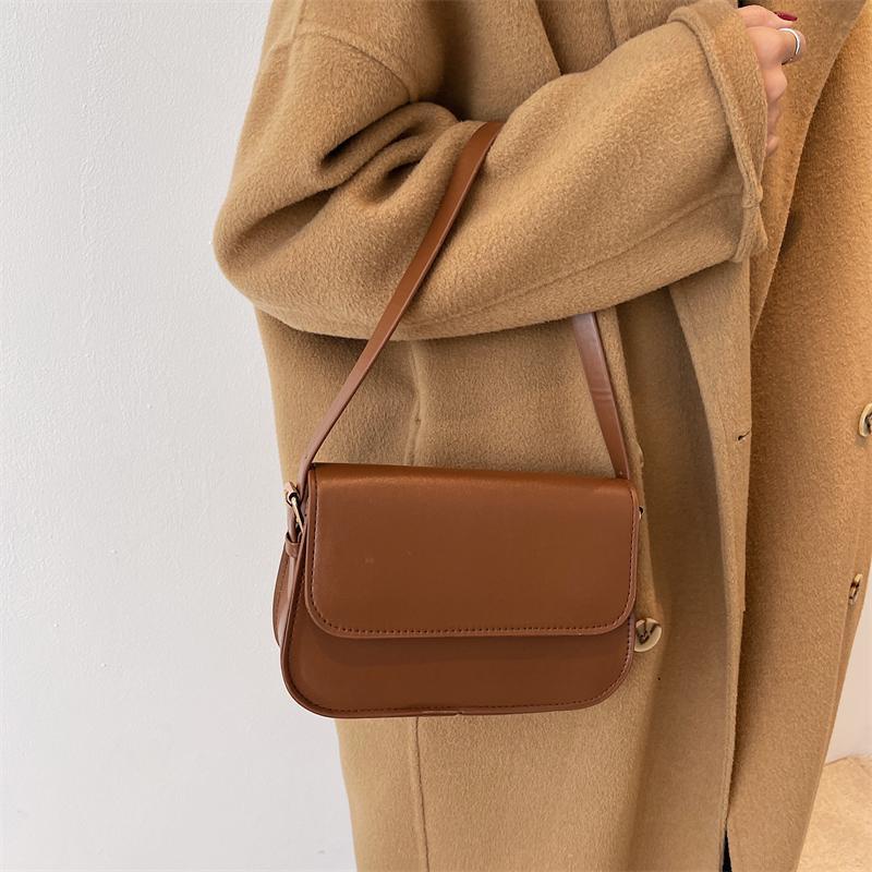 Túi xách đeo vai hình vuông nhỏ thiết kế mới phong cách retro Hong Kong 2021 cho nữ