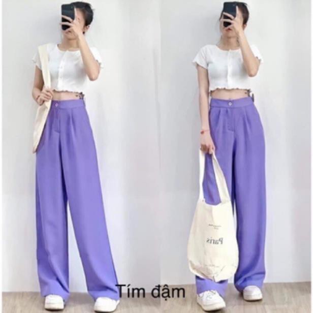 Quần Ống Rộng Khóa Cúc trước dáng dài