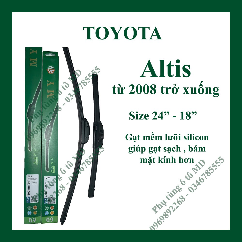 Gạt mưa Toyota Altis các đời và Gạt mưa các dòng xe khác của Toyota: Avalon, Camry, Fortuner, Hilux