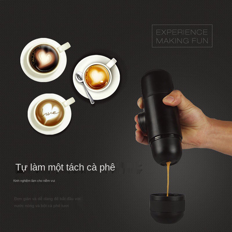 ☎◊Máy pha cà phê espresso cầm tay hướng dẫn sử dụng dạng viên nén nhỏ ngoài trời cho xe hơi