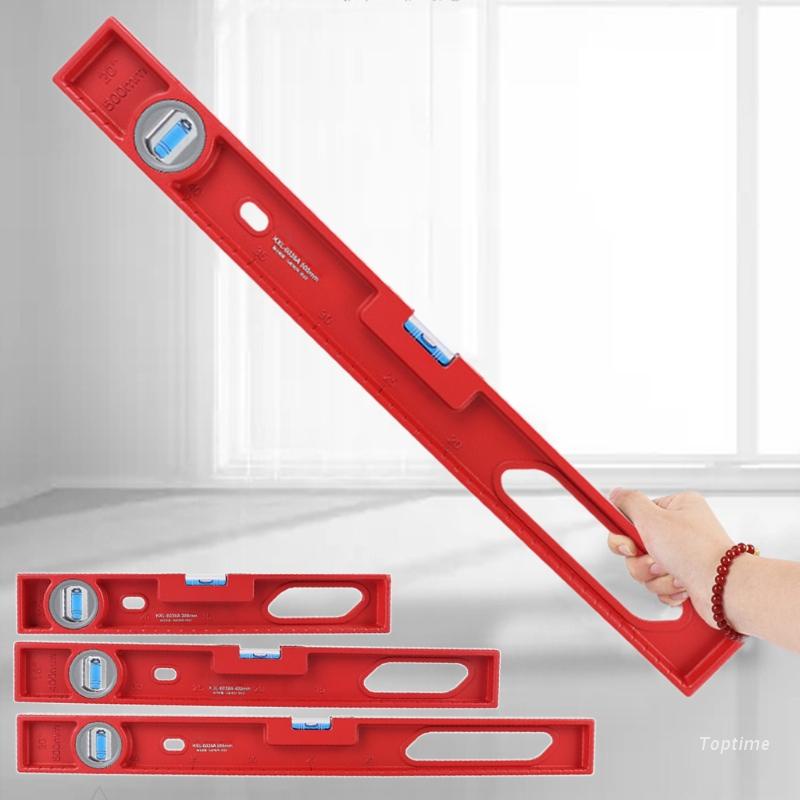 Thước thủy từ tính nằm ngang bằng hợp kim nhôm có tay cầm rỗng 45°/ 90°/ 180° chống va chạm màu đỏ tiện dụng