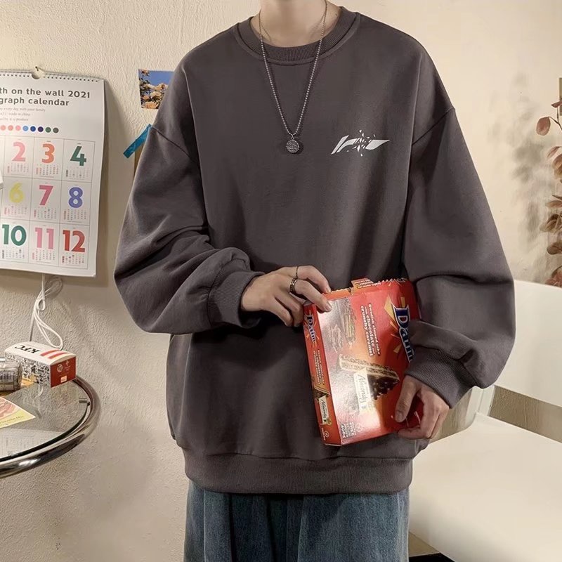 Áo Sweater Mỏng Cổ Tròn Dáng Rộng In Logo Đơn Giản Thời Trang Unisex Size M-8XL