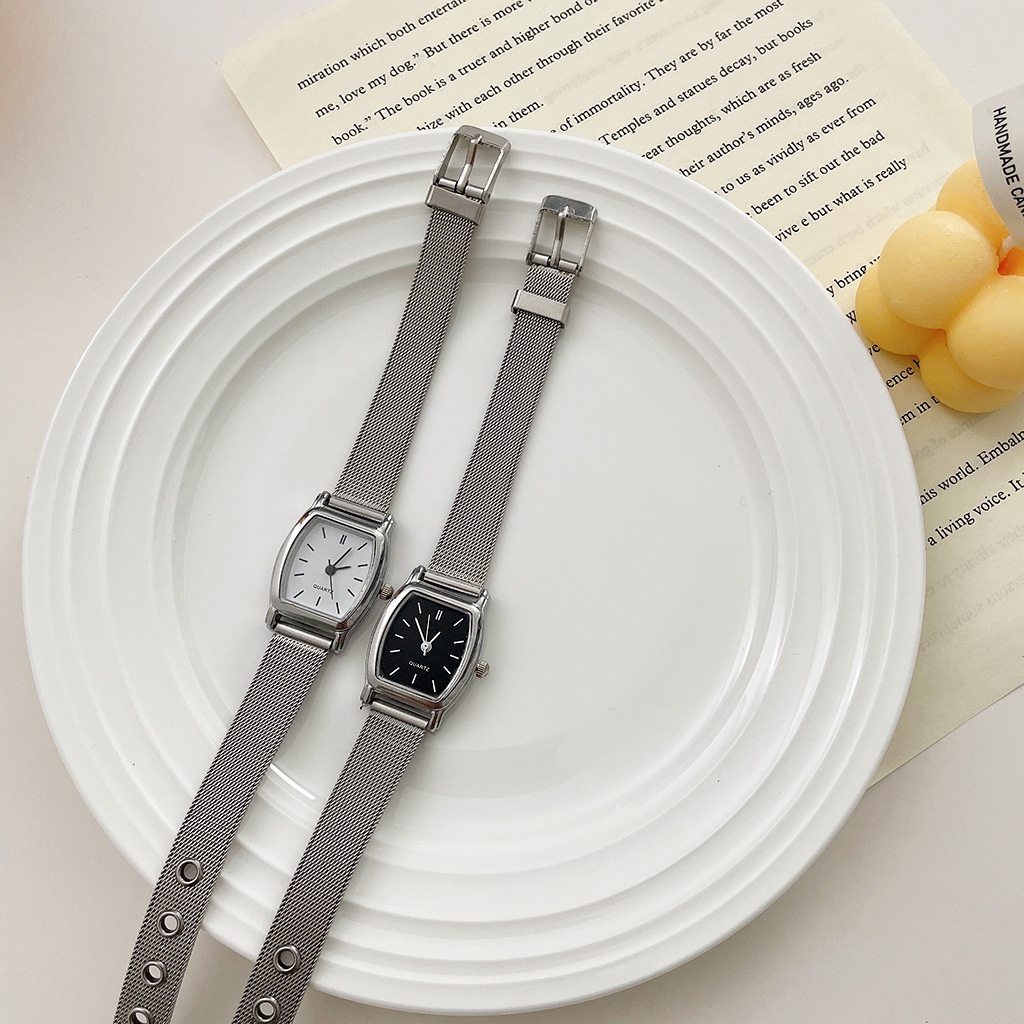 Đồng hồ đeo tay thời trang nữ cao cấp Q.uartz mặt ovan dây kim loại siêu Hot DH26