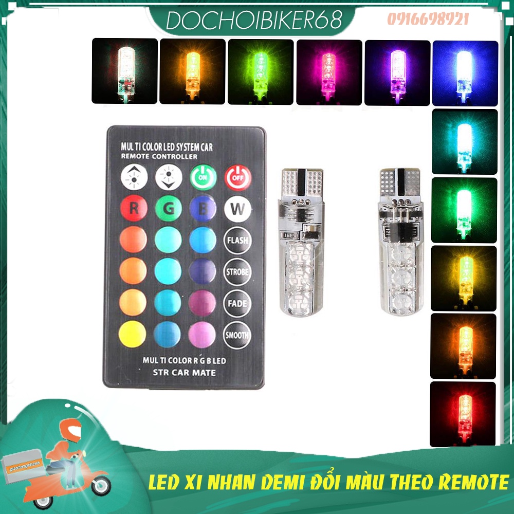 ⭐⭐Bộ 2 đèn demi xi nhan đổi màu theo remote - demi remote ,led xi nhan xe máy xe, oto ,led siêu sáng