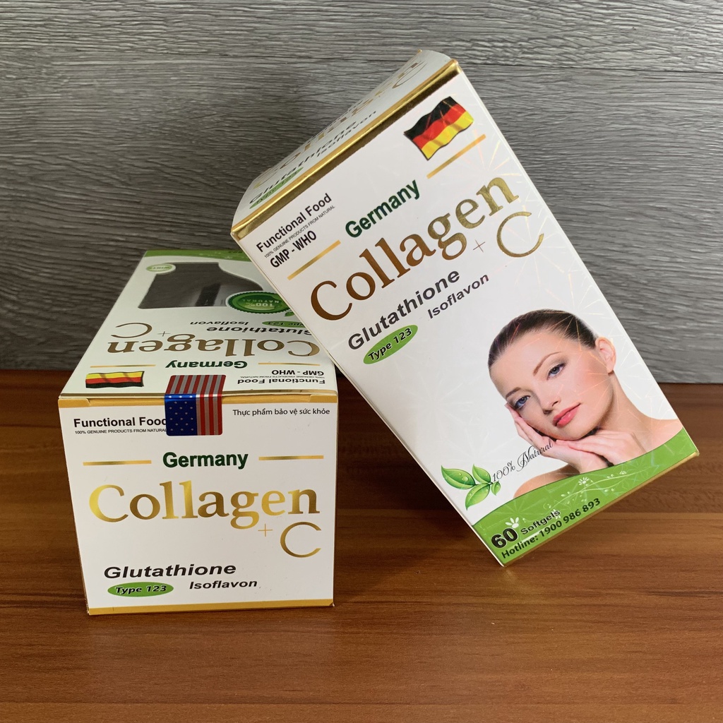 Viên uống COLLAGEN +C hỗ trợ làm đẹp da, sáng da, trắng sáng da - Hộp 60 viên tiêu dùng 30 ngày