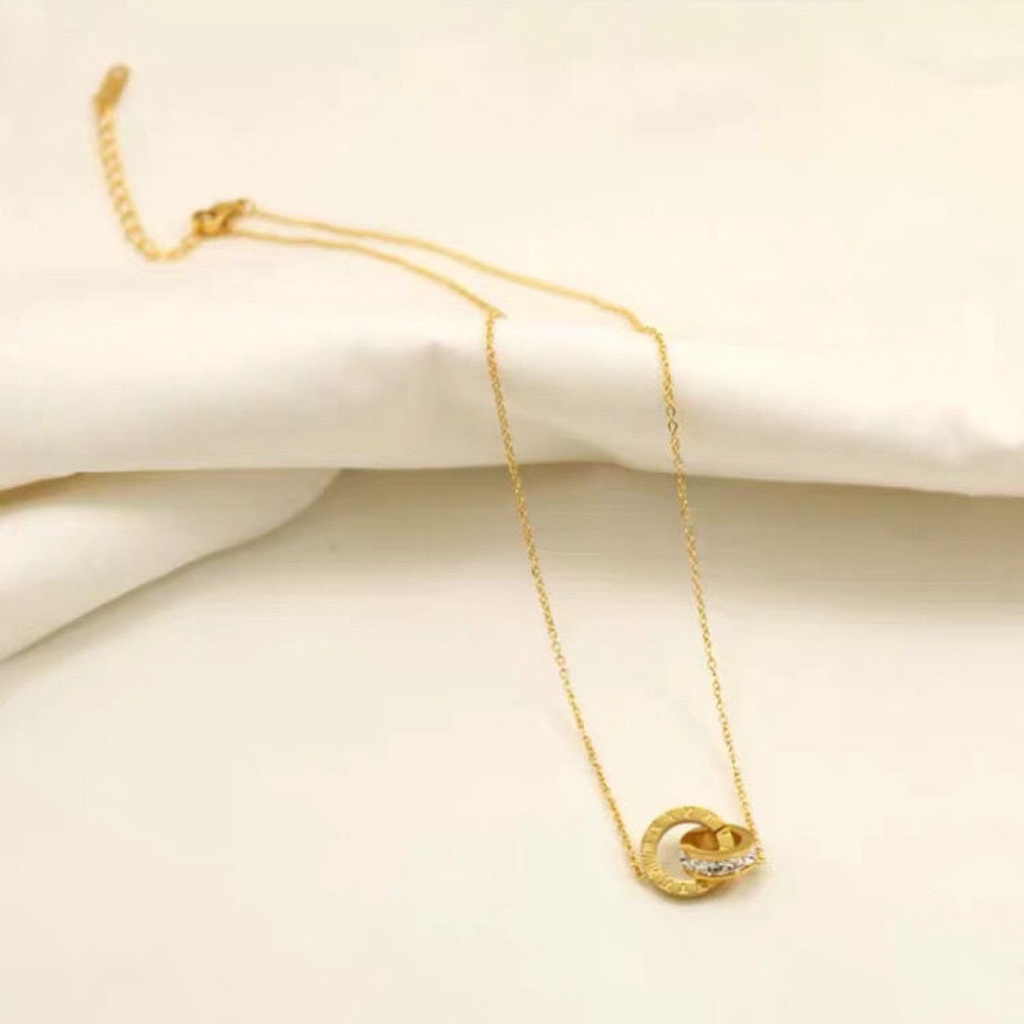 Dây chuyền titan basic mặt la mã vô cực, mạ vàng 14k  [  KHÔNG ĐEN GỈ ]   Her Accessories CT3