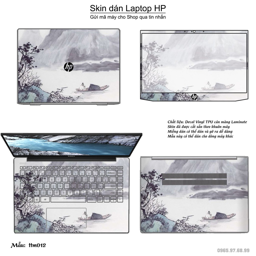 Skin dán Laptop HP in hình Tranh thủy mặc (inbox mã máy cho Shop)