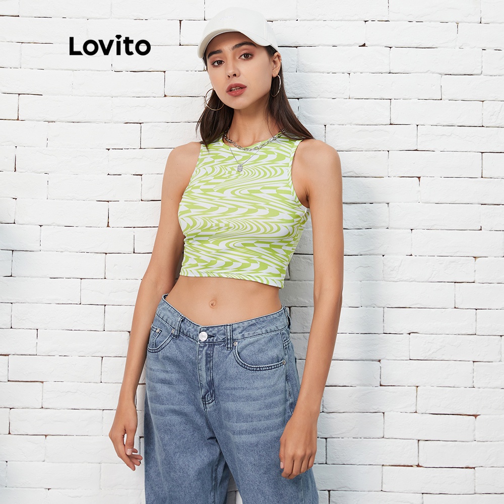 Áo tank top Lovito màu xanh lá L07082 | BigBuy360 - bigbuy360.vn