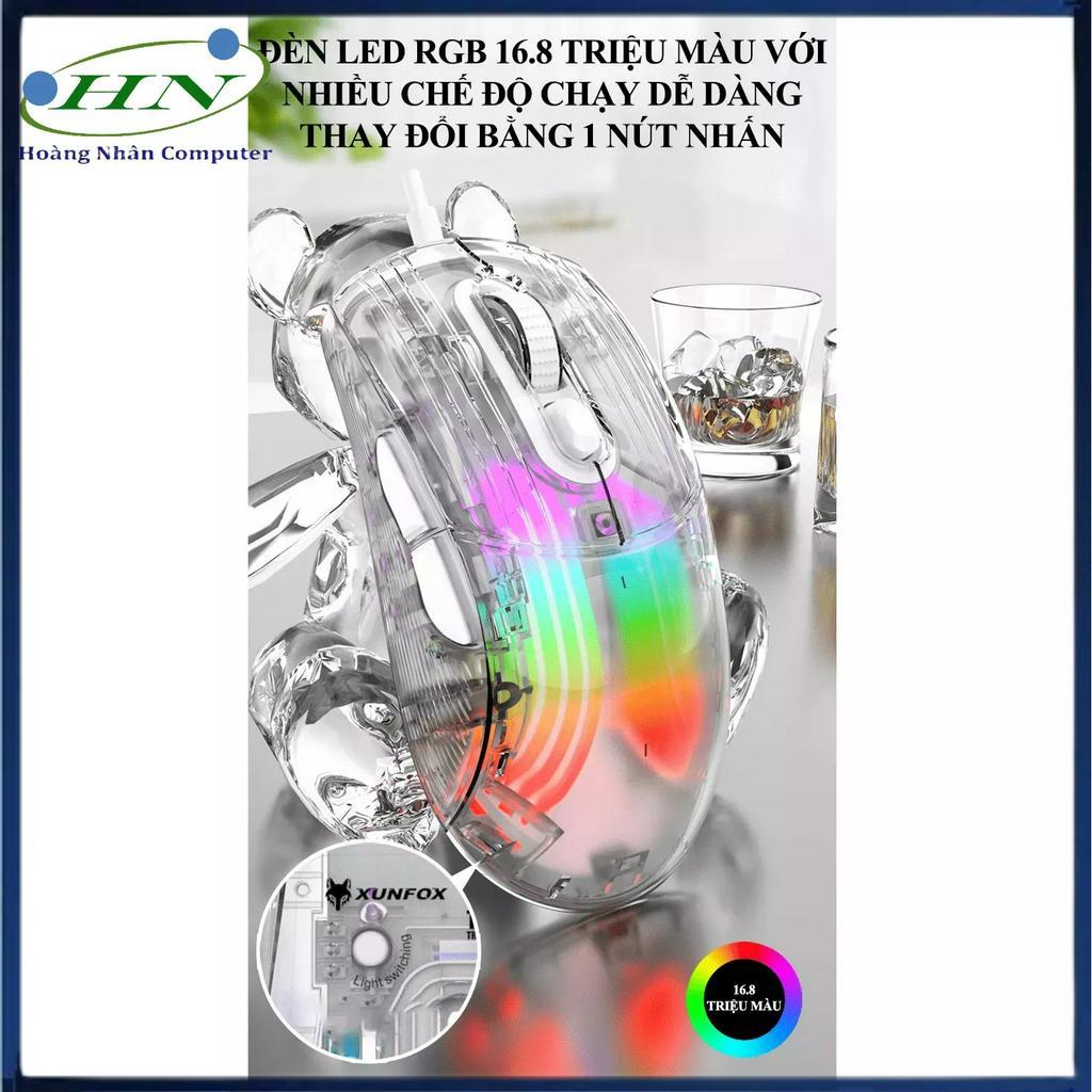 Chuột gaming XUNFOX XYH10 có dây trong suốt led RGB 16.8 triệu màu