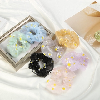Dây Buộc Tóc Đuôi Ngựa Vải Scrunchies In Hoa Cúc Trong Dễ Thương Cho Nữ