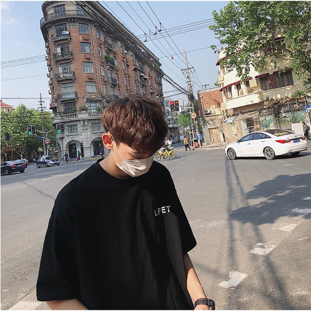 Áo thun nam nữ unisex tay lỡ LF basic tee phông form rộng  3 màu trắng , đen, vàng cotton dáng xuông streetwear AT07