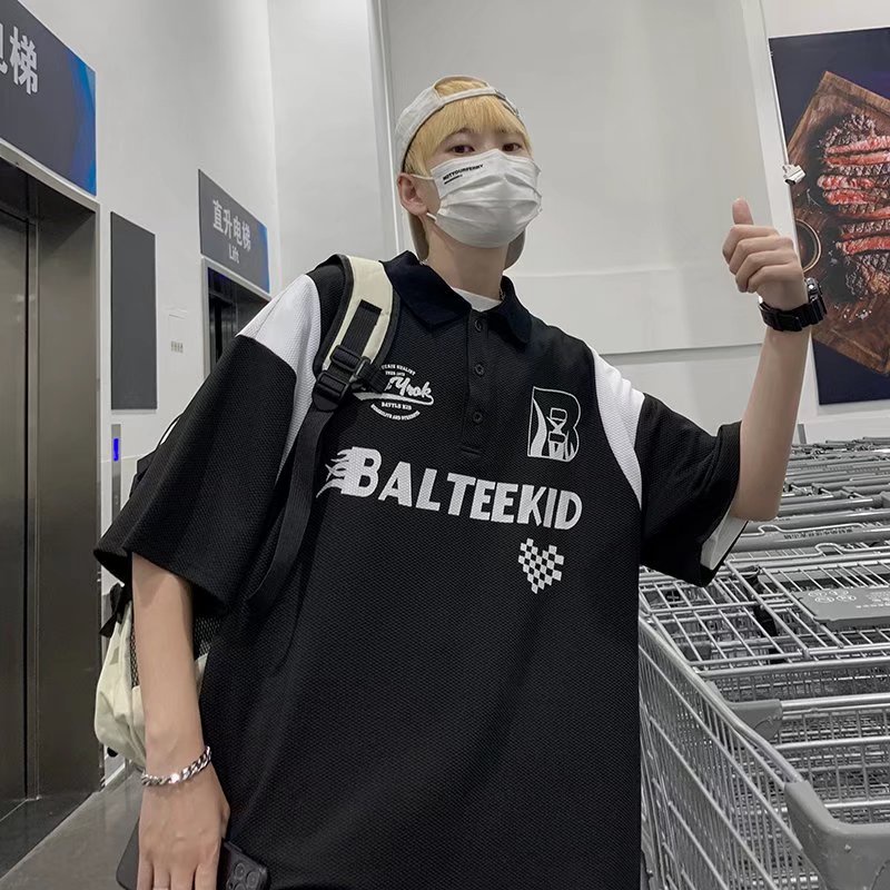 Áo Thun POLO Tay Ngắn Dáng Rộng Phong Cách Hip Hop Âu Mỹ Thời Trang Cho Nam Và Nữ