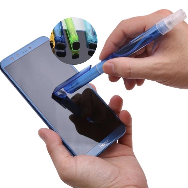 Bình Xịt Làm Sạch Màn Hình Điện Thoại/Bút Gel Màu Đen 3 Trong 1 Đa Năng Có Thể Bơm Lại Tiện Dụng