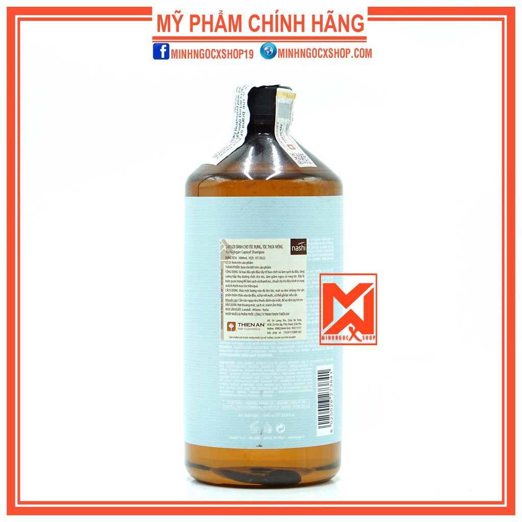 NASHI ARGAN CAPIXYL 1000ML DẦU GỘI CHỐNG RỤNG TÓC NASHI CHÍNH HÃNG