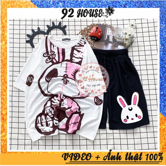 Set bộ hoạt hình unisex thỏ đại ca form rộng tay lỡ freesize