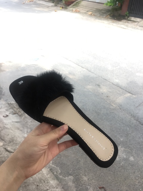 Dép quai ngang lông xù