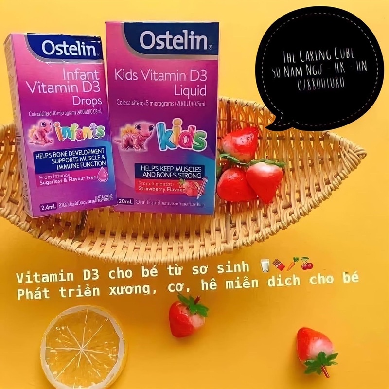 Vitamin D3 Ostelin kid liquid cho trẻ nhỏ 20ml và infant drop cho trẻ sơ sinh 2,4ml - The Caring Cube