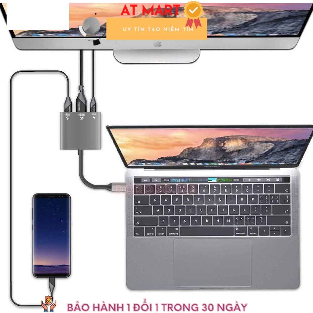 Cáp chuyển USB Type-c ra 4 cổng HDMI/ VGA/ USB và cổng sạc hỗ trợ chế độ Dex