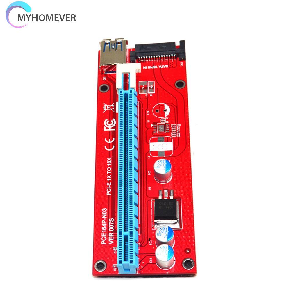 myhomever USB 3.0 164P PCI-E Express 1x to 16x Extender Riser Card 6Pin SATA Mining