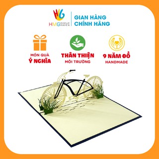 Thiệp handmade 3d hmg pop-up card hình ảnh xe đạp độc đáo