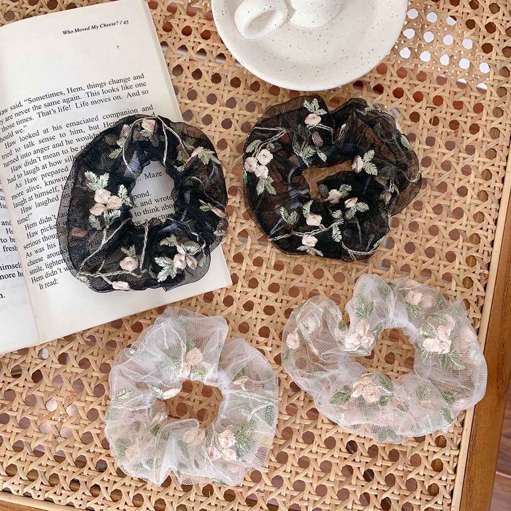 Dây buộc tóc hoa vải lưới xinh xắn dễ thương cho nữ