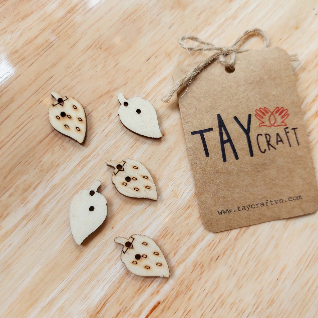 Set 5 khuy handmade, nút gỗ hình dễ thương đính trang trí