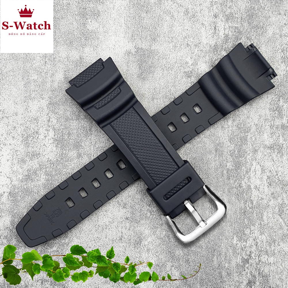 [HOT SALE] Dây đeo đồng hồ cao su khóa bạc cho Casio GSHOCK AE 1000 W-735H SGW300H AE1200 size 18mm