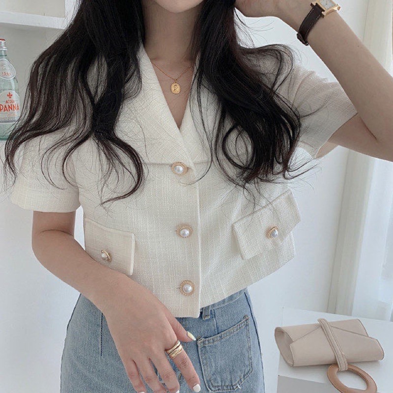 Áo Blazer Ngắn tay Nữ Phong cách Hàn Quốc Áo Blazer Lửng Nữ Kiểu dáng Cardigan Ulzzang Thời trang | BigBuy360 - bigbuy360.vn