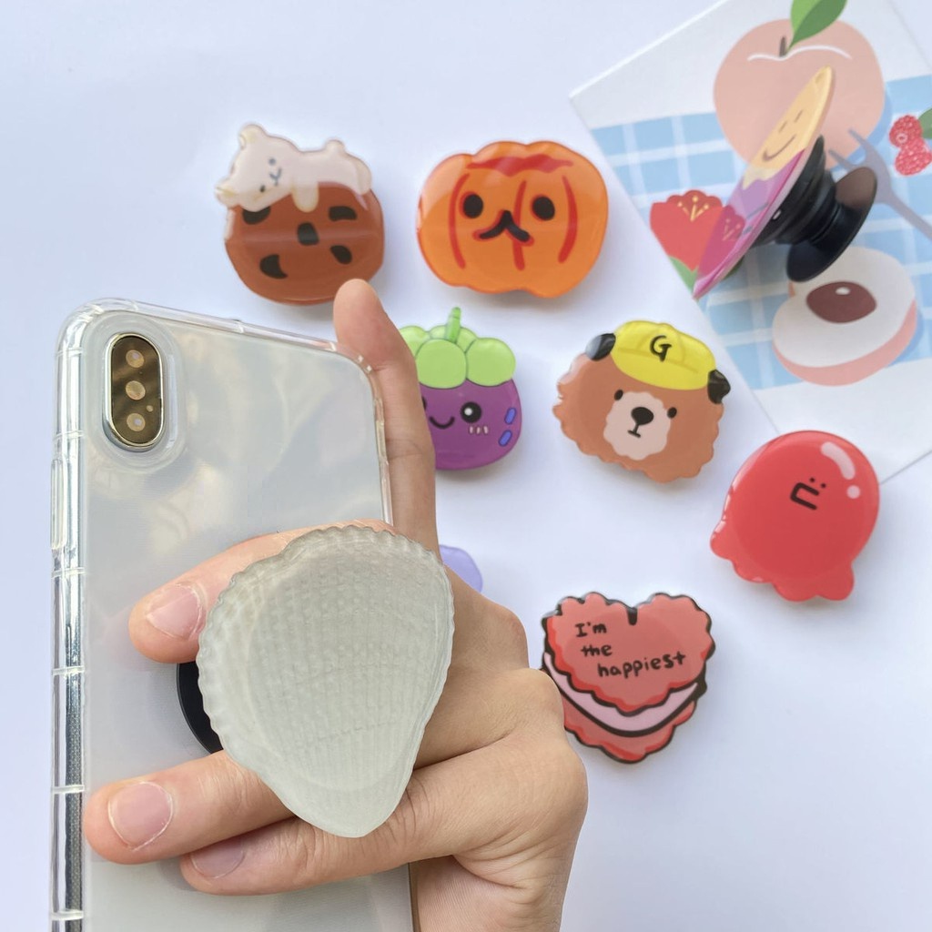 Giá đỡ điện thoại dạng kéo chống rơi họa tiết hoạt hình sáng bóng dễ thương tiện dụng