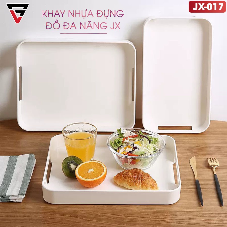 Khay nhựa ABS cao cấp chữ nhật đựng đồ đa năng cho gia đình, có tay cầm chắc chắn (hàng chính hãng JIANXIA)