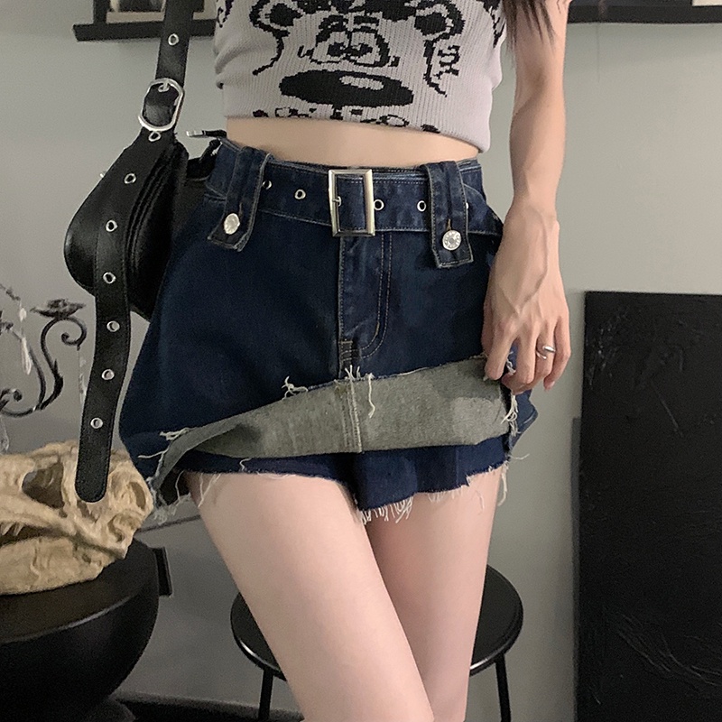 Chân Váy Denim Lưng Cao Thời Trang Mùa Hè Quyến Rũ Phong Cách Trung Hoa Cho Nữ