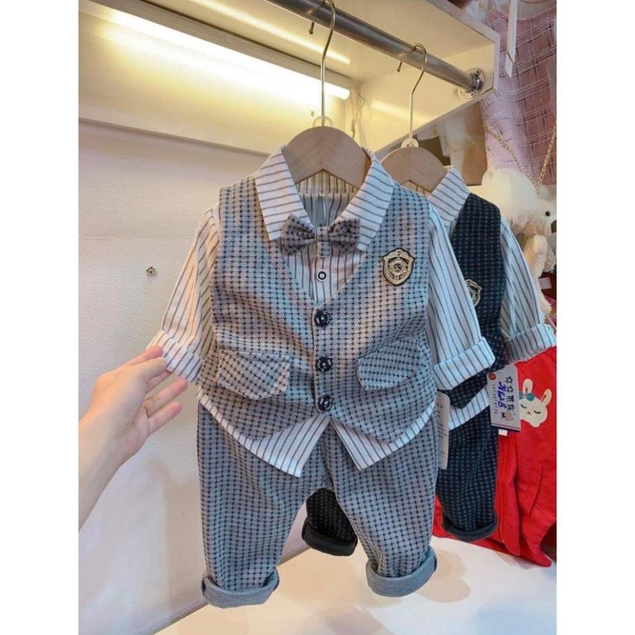 Set Vest 4 chi tiết cho bé trai cực xịn, gile cho bé phong cách Hàn Quốc - HONGVYBABY Có ảnh thật