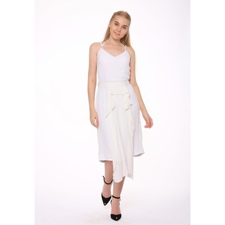 Đầm Hai Dây linen trắng Cột Lưng Sau - Lovadova 20D02C001