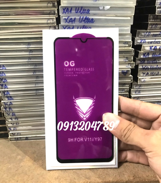Kính Cường Lực. OG Vivo V11i / Y97 full mang khoan không thủng