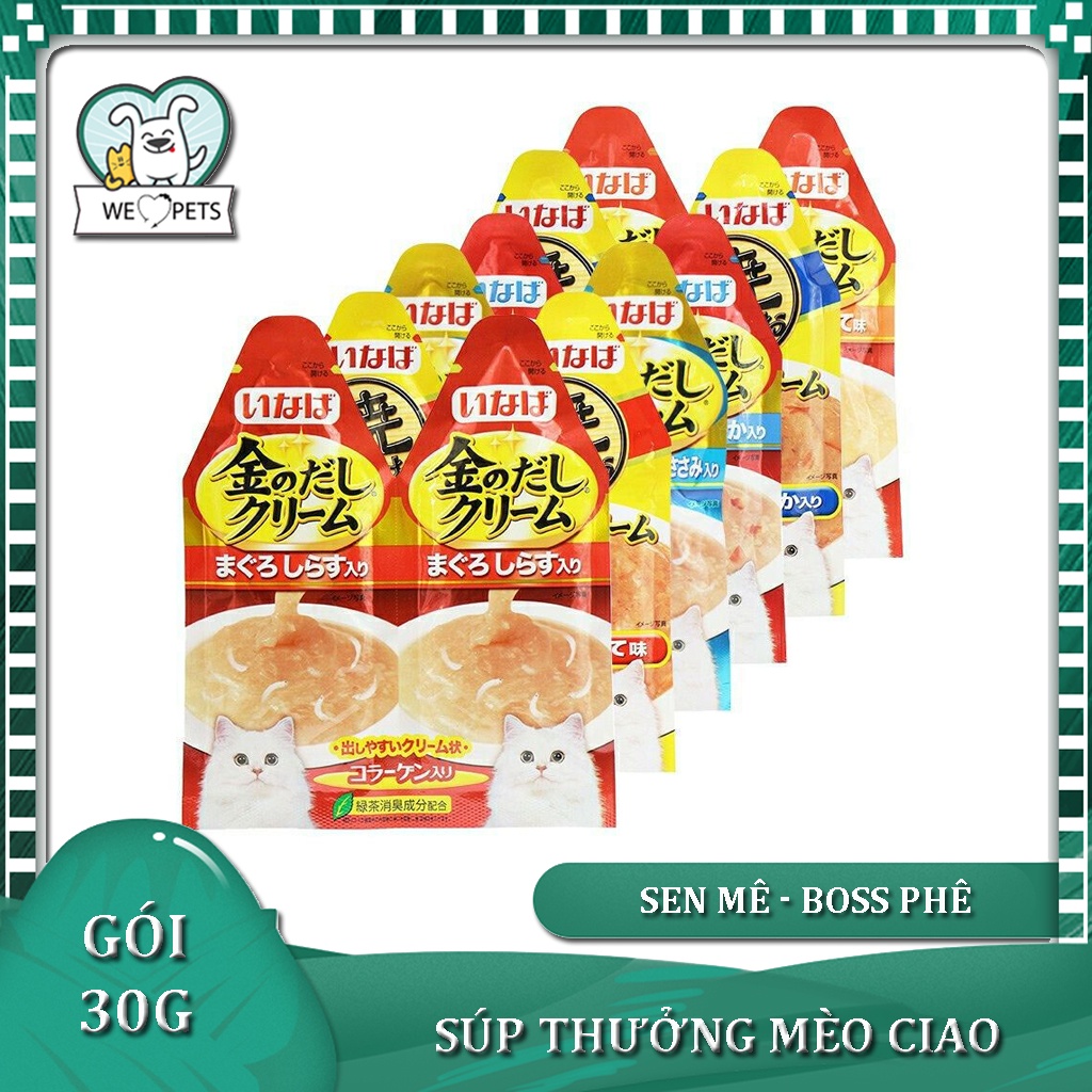 Súp thưởng CIAO INABA KIN NO DASHI Cream 30g cho mèo (1 gói lẻ) - Lida Pet Shop